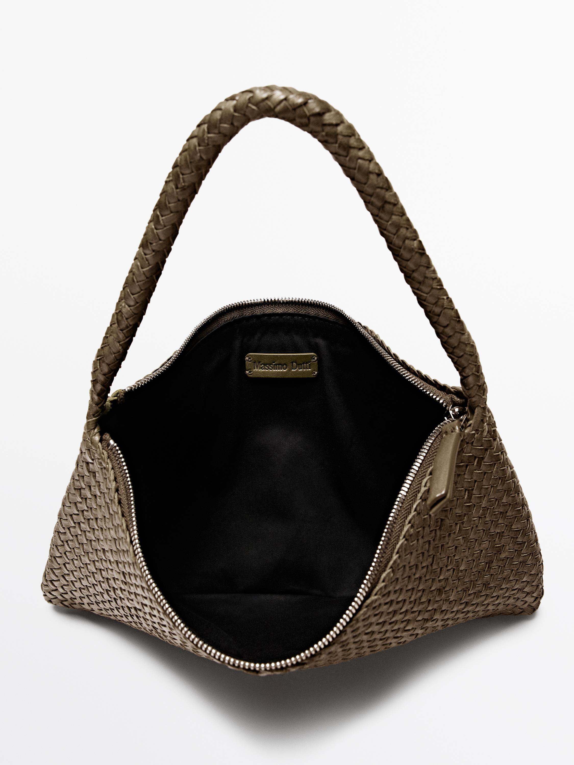Small braided leather shoulder bag